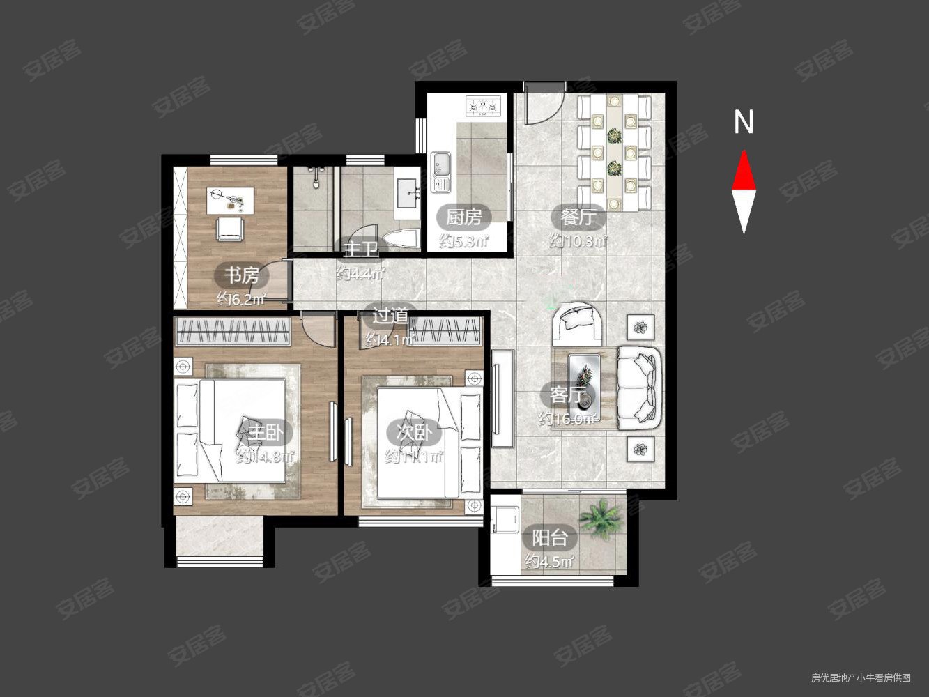 天润园3室2厅1卫94.03㎡南102万