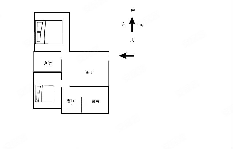 冶金108街坊2室1厅1卫58.26㎡南92万