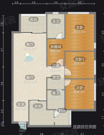 万科新都荟(五期19组团)3室2厅2卫95㎡南北100万