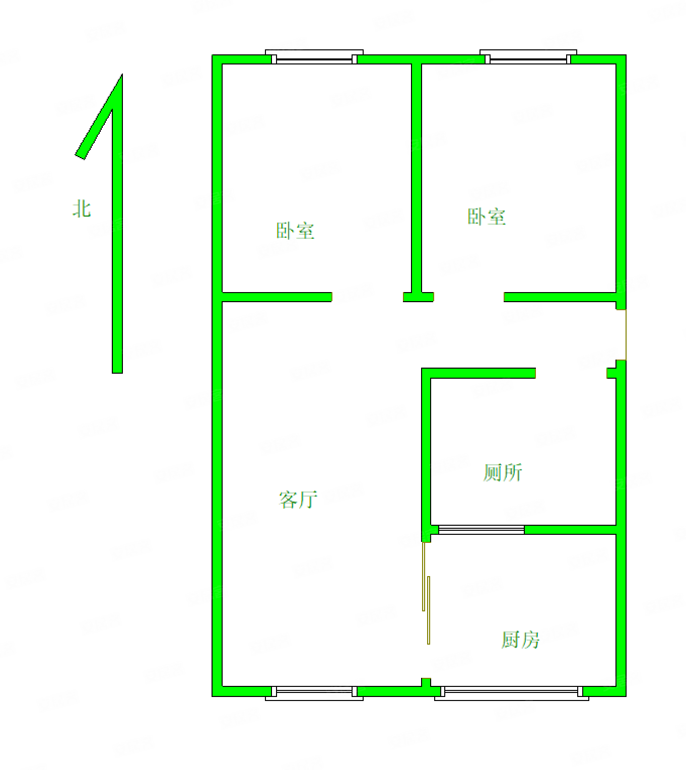 信江中路52号小区2室1厅1卫65㎡南北32万