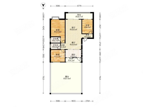 建发央著3室2厅2卫124.4㎡东南165万