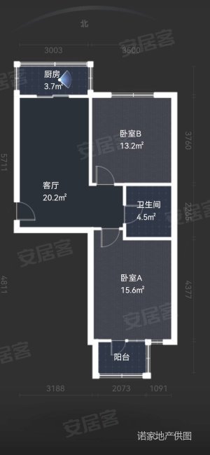 康顺园2室1厅1卫70.64㎡南北79.8万