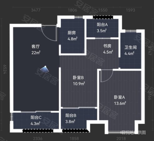 鑫控吴越学府3室2厅1卫88㎡南北149万