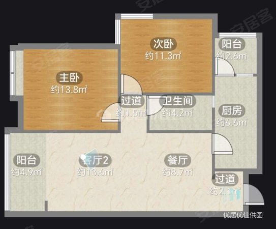 中天未来方舟D17组团2室2厅1卫85.16㎡西南75万