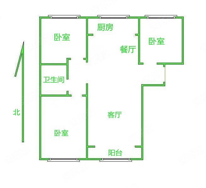 蓝湖郡3室2厅1卫106.5㎡南北93万