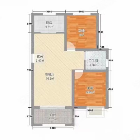 地质小区2室1厅1卫85㎡南北31.8万