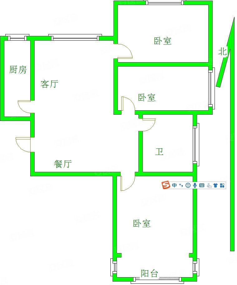 天和人家3室2厅1卫90.3㎡南北56万