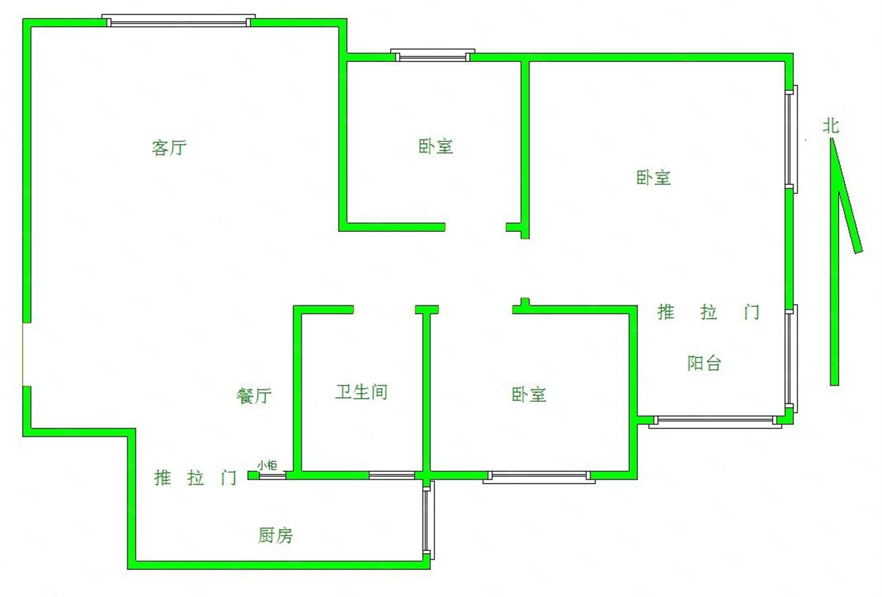 卓正丽景蓝湾(b区)3室2厅1卫91.87㎡南北97万