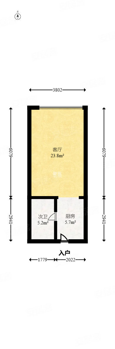 他城1室1厅1卫32.6㎡南北23万