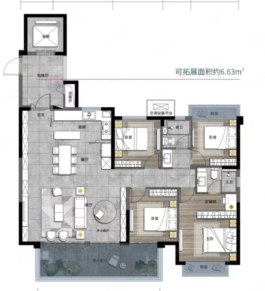 保利明玥江山4室2厅2卫143㎡南北150万