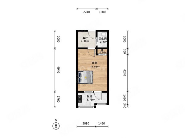 北京海淀中关村双安青年公寓皂君庙青年公寓1室1厅出租房源真实图片