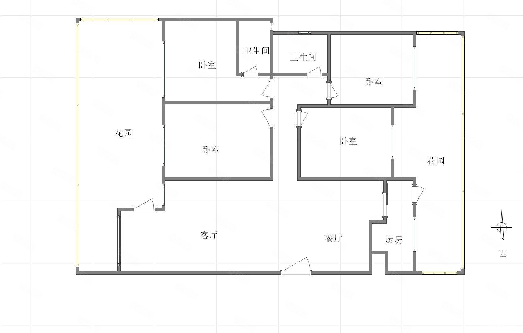 看河一楼前后80平花园一线看河5房2卫好房急售