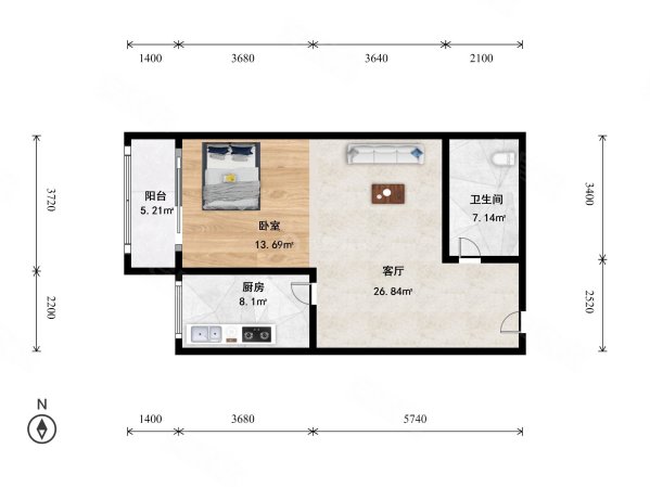 金地悦景台1室1厅1卫58㎡西235万