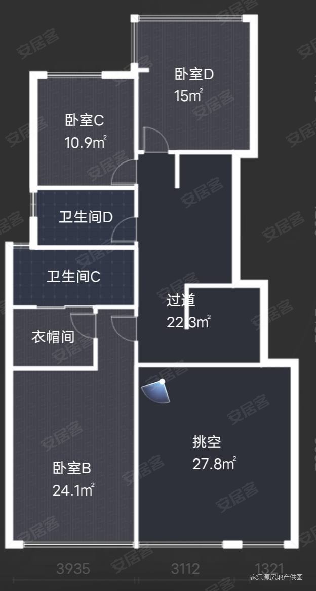 中天金融城A2组团润玺4室2厅3卫250㎡南北366万