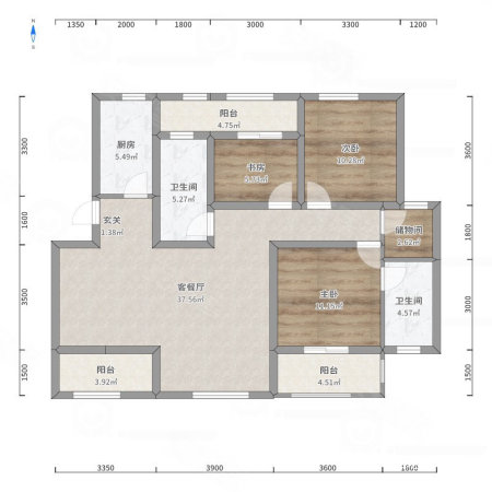 沔阳清华园3室2厅2卫120.26㎡南北75万