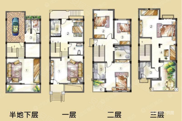 联发君悦湖(别墅)5室2厅3卫256.58㎡南北446万