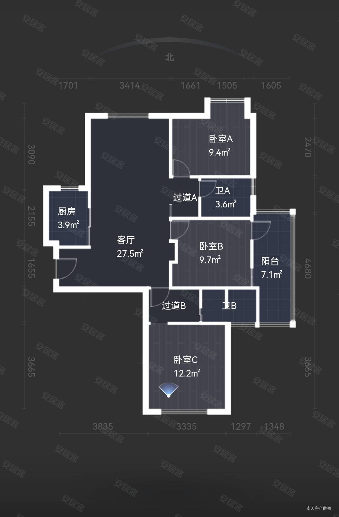 东方丽都好房111平3室2厅2卫精装245万