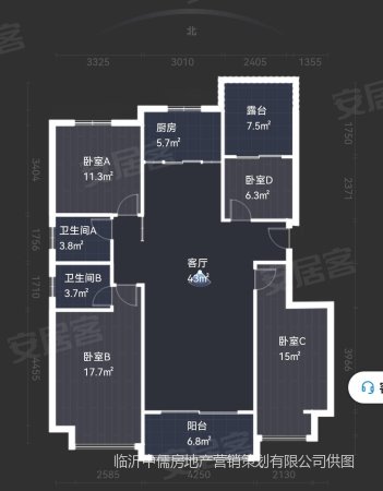 高尔夫庄园4室2厅2卫139㎡南北158万