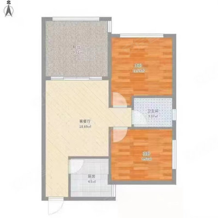 现代花园2室1厅2卫107.38㎡南北52.5万