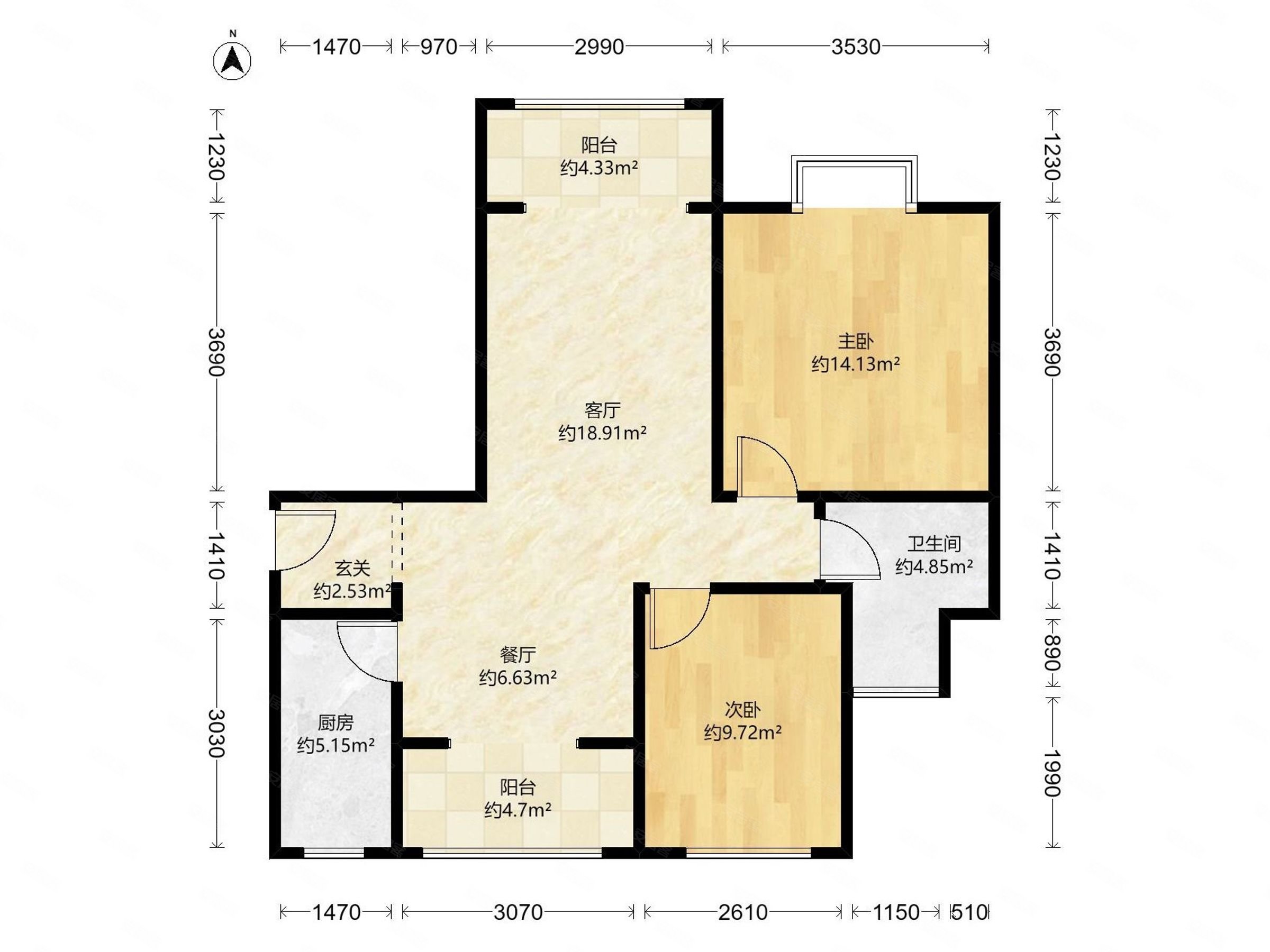 保利花园次新房三年内的精装修南北通透全明户型