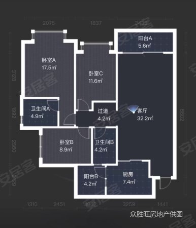 碧海红湖3室2厅2卫125㎡南北90万