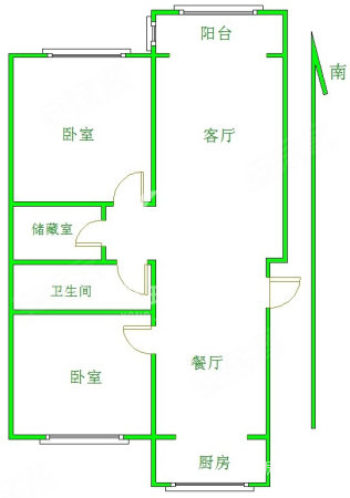 天宝南苑2室2厅1卫94㎡南北58万