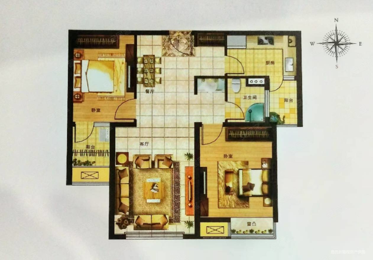 翰正中央花园3室2厅1卫132㎡南38万