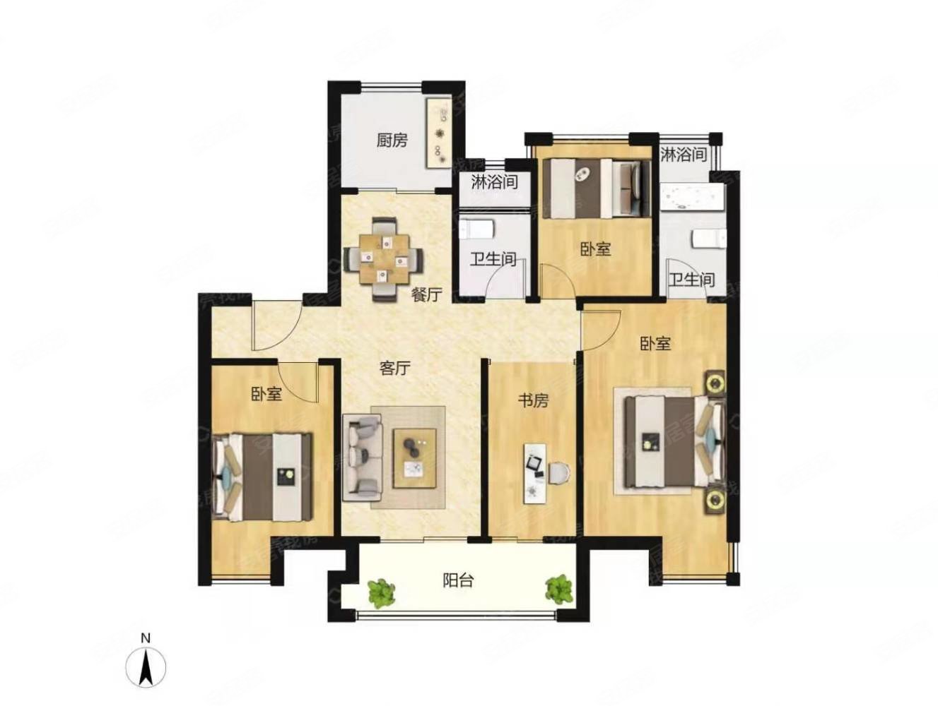 蓝光雍锦园4室2厅2卫128.46㎡南190万