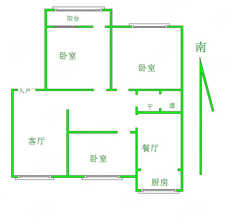 新生街小区3室2厅1卫115.03㎡南北90万