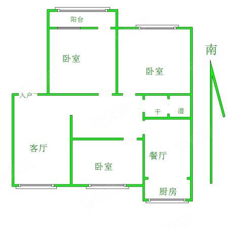 新生街小区3室2厅1卫115.03㎡南北90万