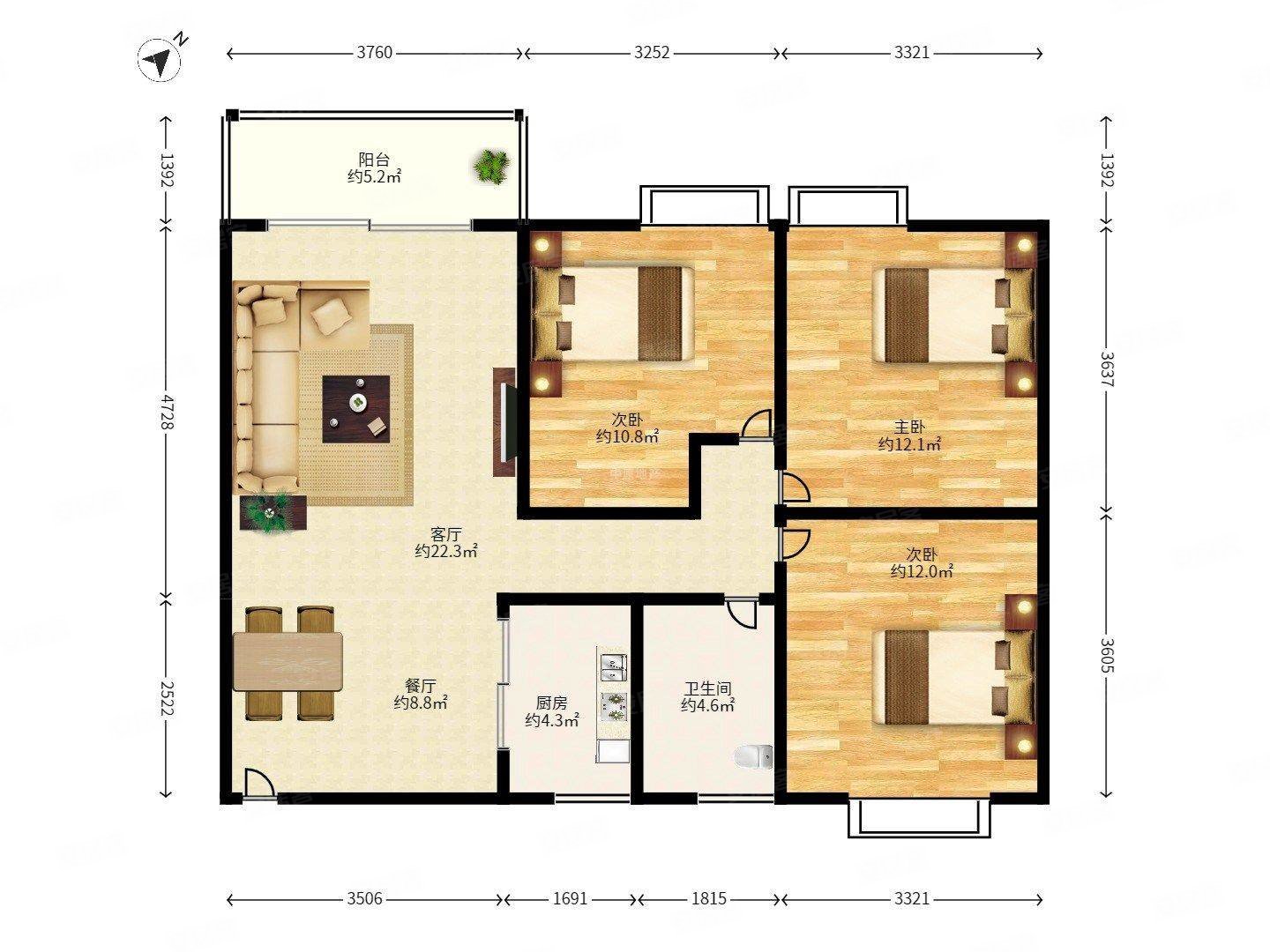 桃源居三区精装修三房位置安静地铁口