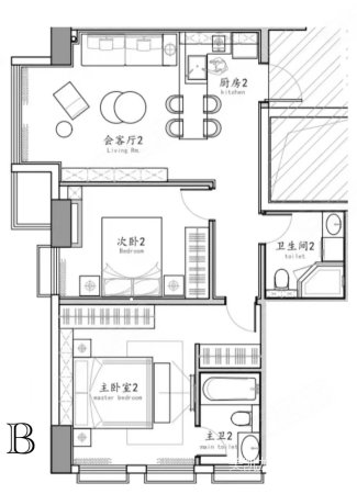 紫勋雍邸(公寓住宅)2室2厅2卫50㎡南北550万