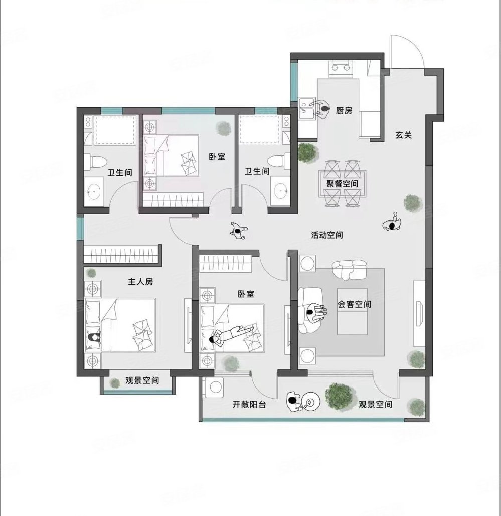 商圈成熟!,海尔产城创天玺铂悦澜庭二手房,220万,3室2厅,2卫,129.