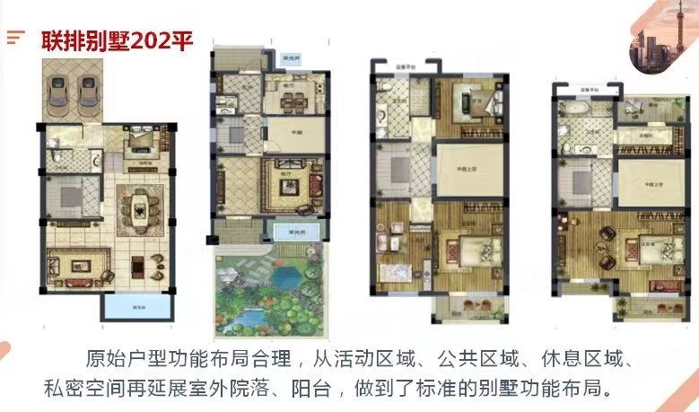 联排别墅 实际390p 送南北花园 带车库 辽师二校 随时看