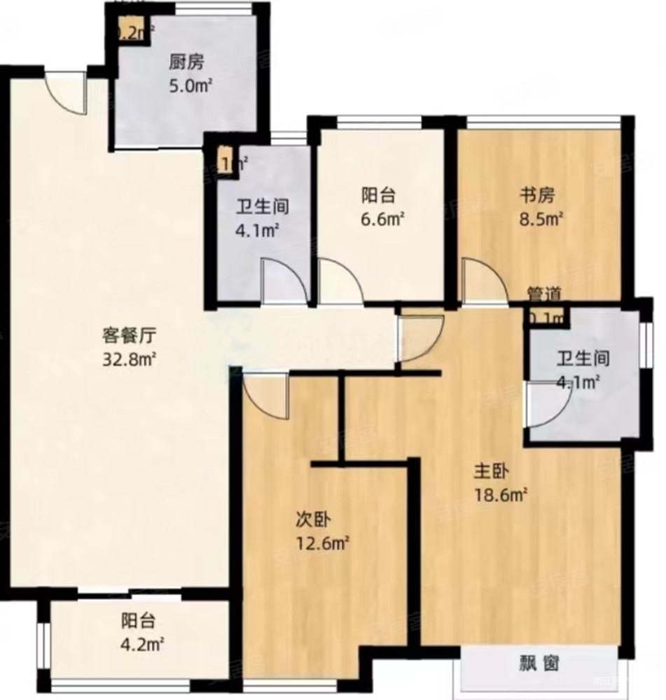 姚江湾天源4室2厅2卫112.62㎡南435万