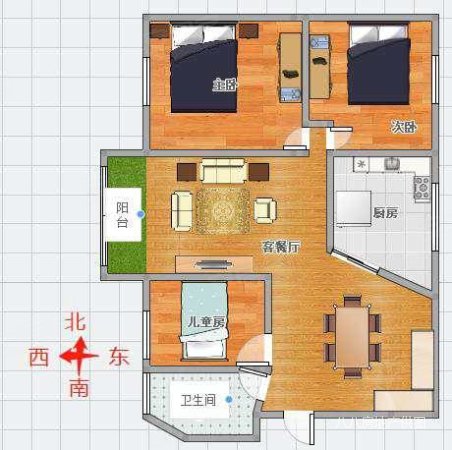 钢城花园3室2厅2卫128㎡南北52.8万