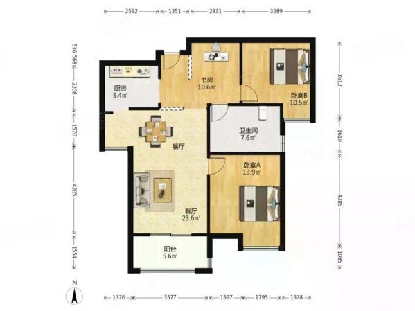 融侨锦江3室2厅1卫99.8㎡南168万