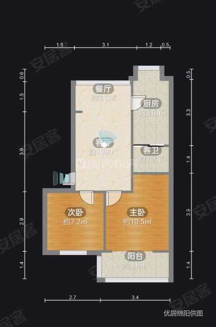 丝厂单位房2室2厅1卫63.4㎡南26万