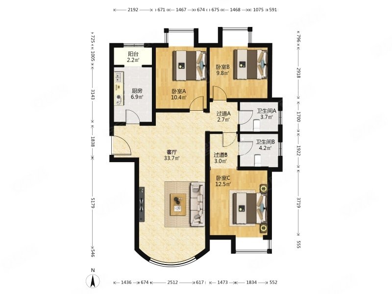 运河湾全明户型三居 边户位置好 满五一套 业主诚心出售