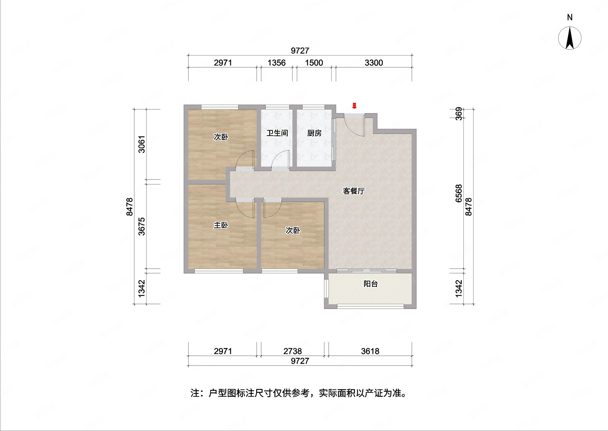 融创玉兰公馆(三区)3室2厅1卫88.28㎡南165万