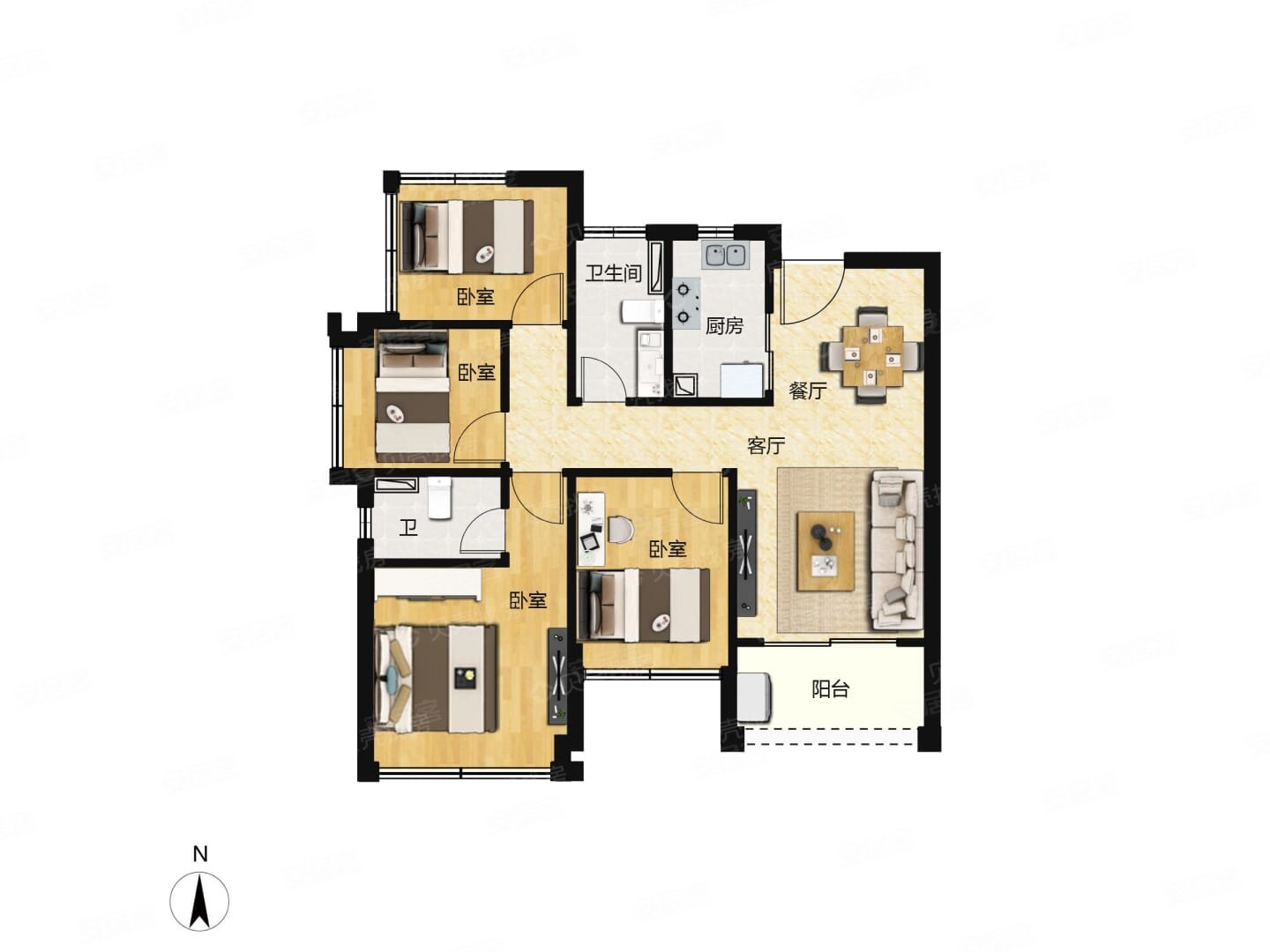 越秀臻悦府4室2厅2卫120㎡南北290万