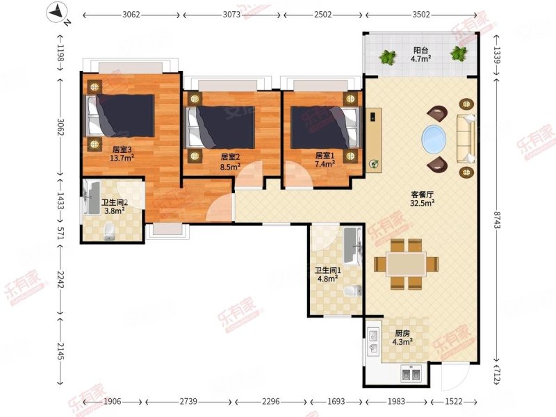 新上华盛珑悦大3房出售下个月满五税少