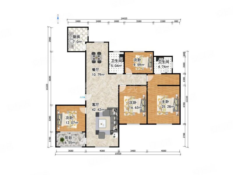 恒大帝景4室2厅2卫190.22㎡南北628万