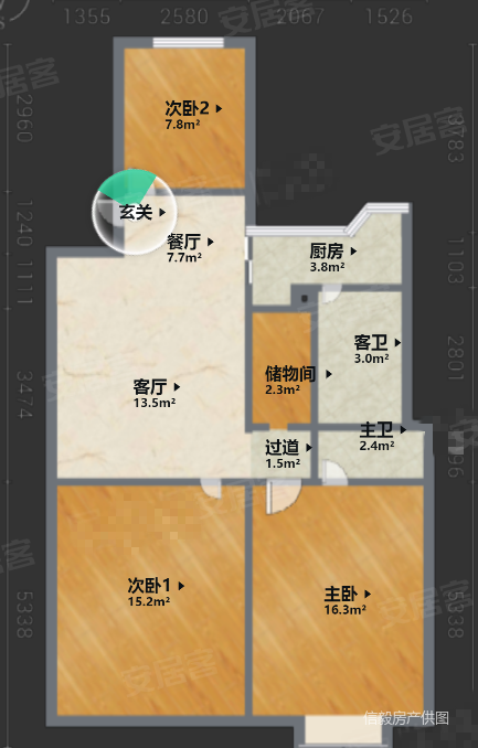 舫春楼3室2厅2卫82.8㎡南北110万