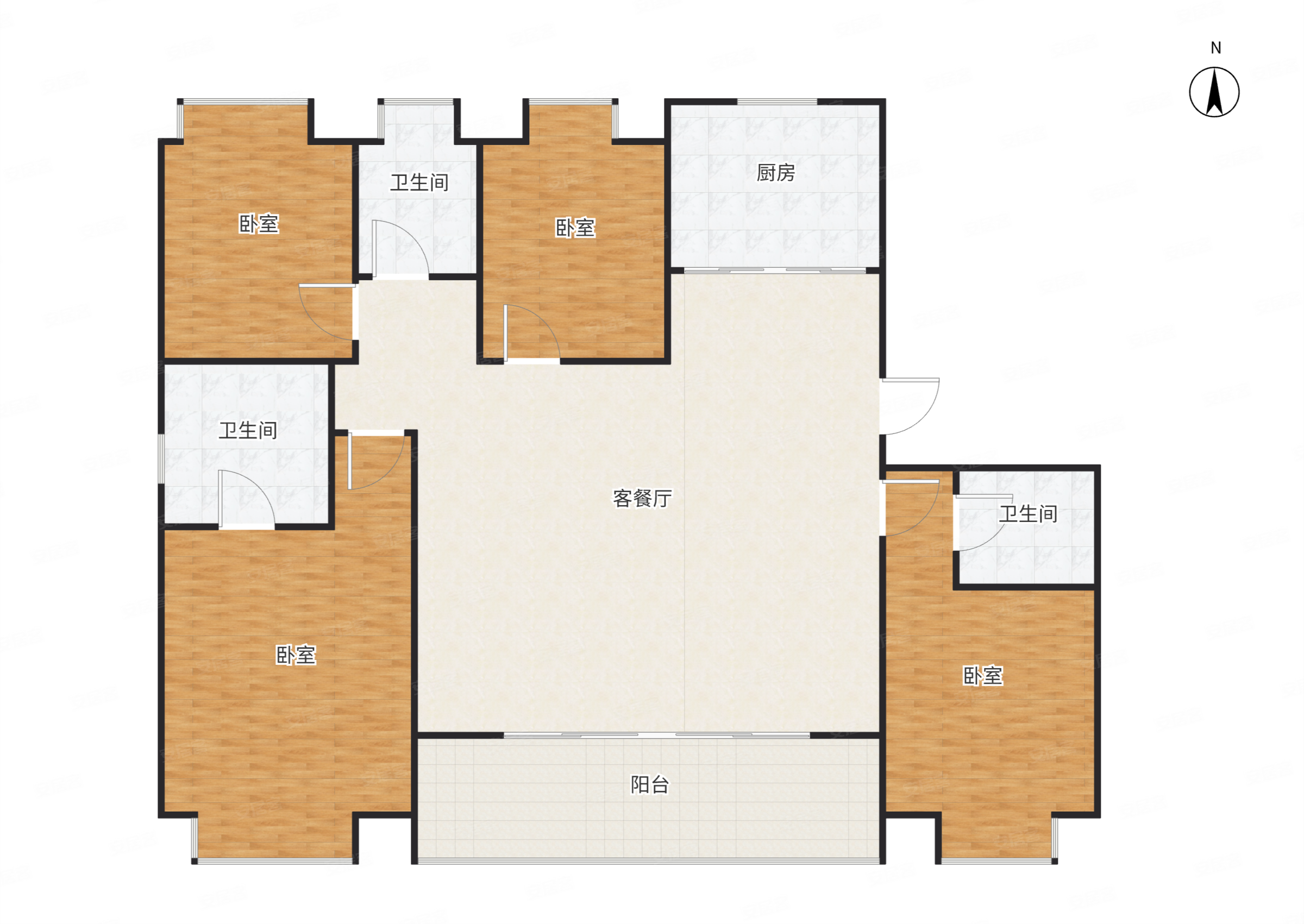 金地大成雅境4室2厅3卫143㎡南北630万
