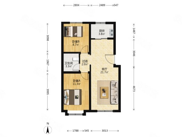 中海北辛安 次新小区 有电梯   清晰 配套齐全 南北通透