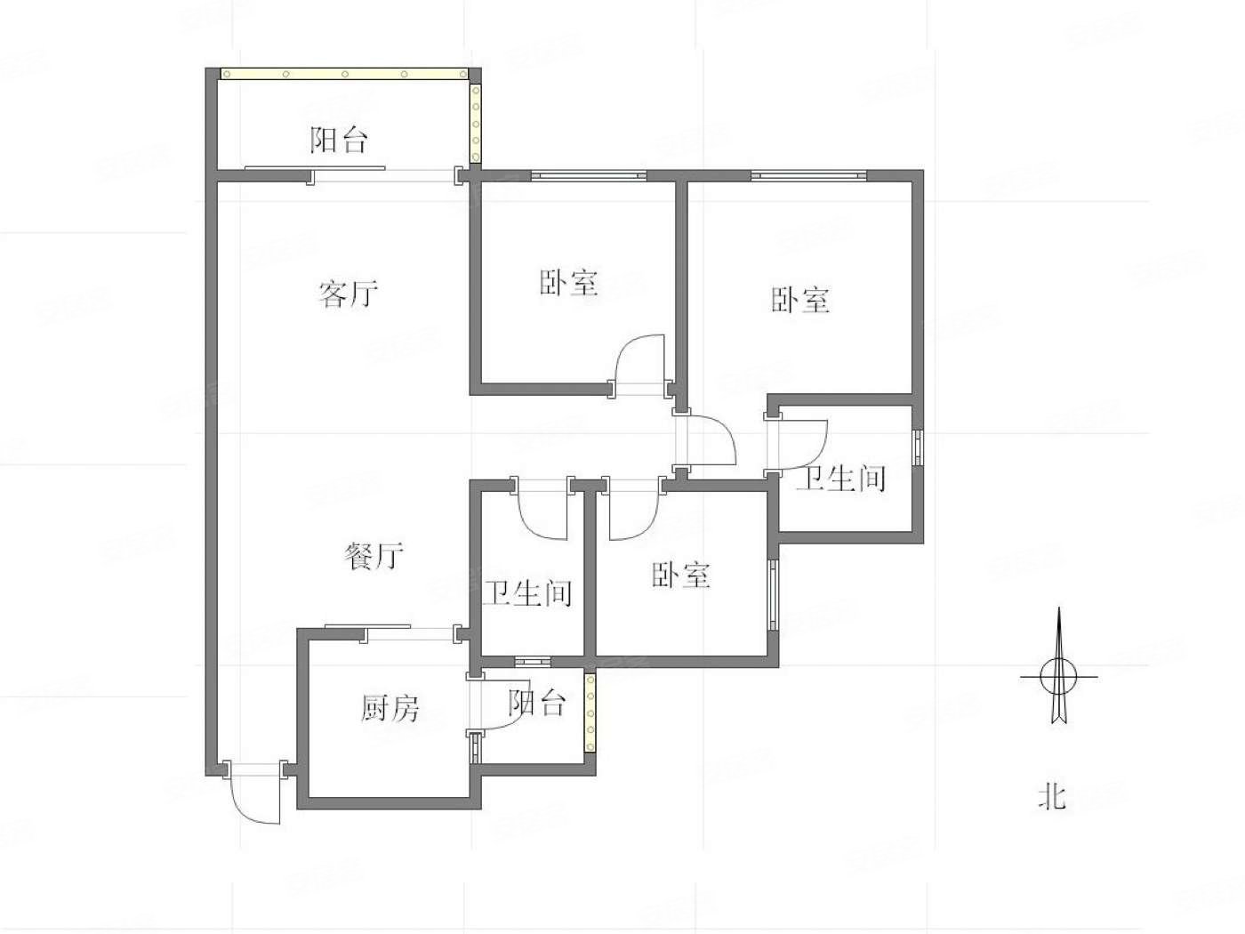 天誉智慧城雍江山3室0厅2卫93.96㎡南124万