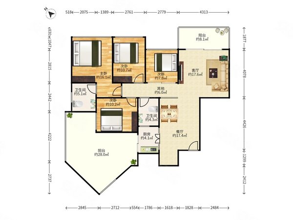深圳宝安沙井鸿荣源禧园11号线沙井站旁边,禧园精装3房,带平台,部分