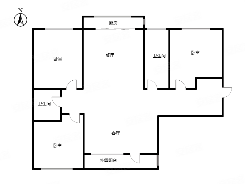 德信御府3室2厅2卫131㎡南北129万
