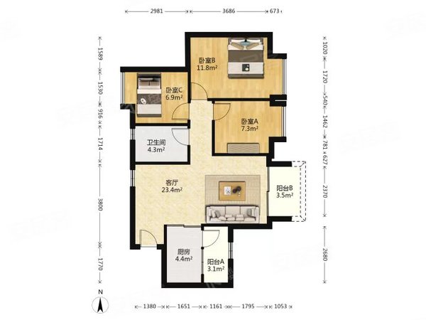 佛山南海金沙洲金名都金名都 3室2厅1卫 电梯房 精装修 配套齐全出租